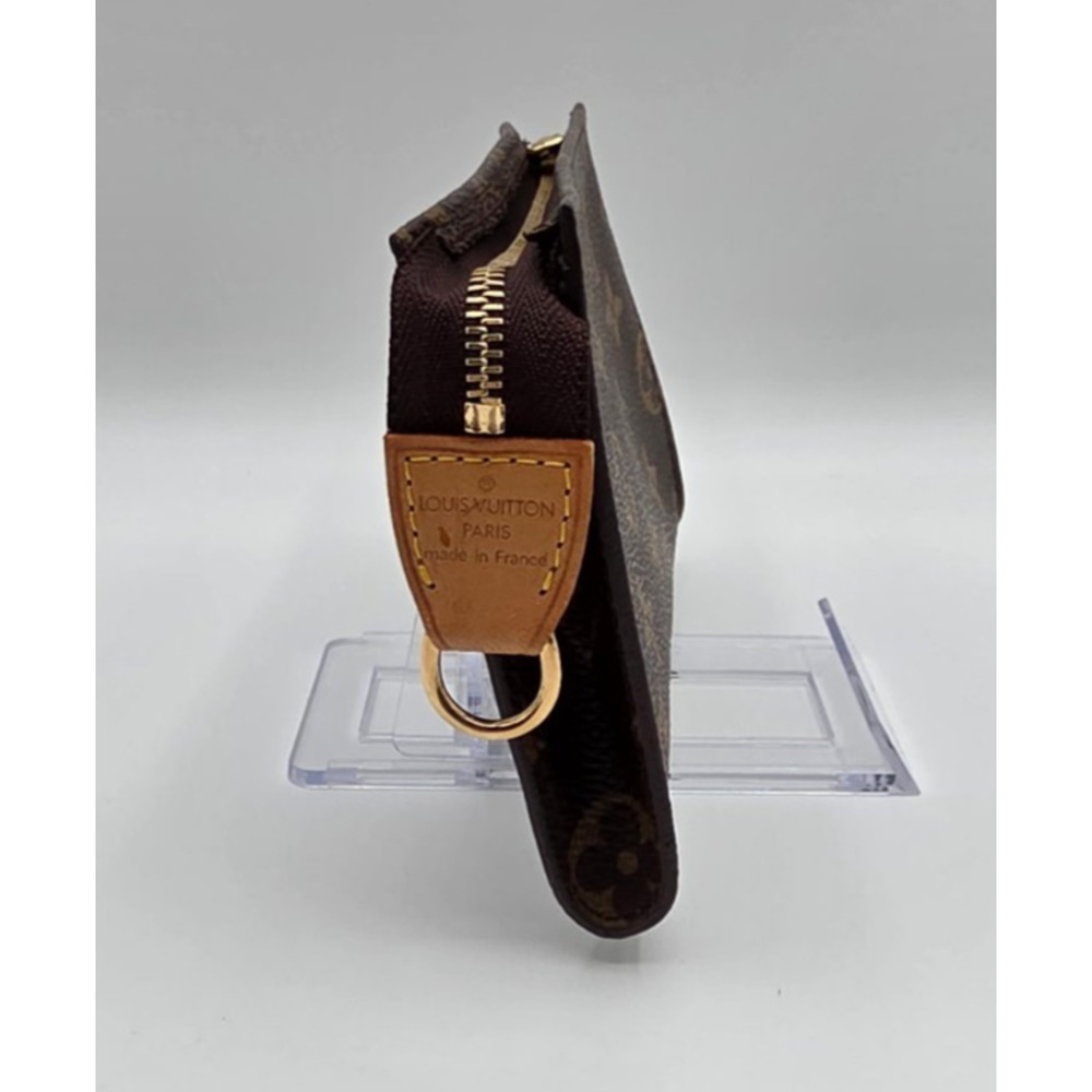 Louis Vuitton Monogram Mini Pochette Key Pouch Zip Coin Card Holder Brown Canvas